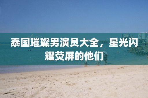 泰国璀璨男演员大全，星光闪耀荧屏的他们