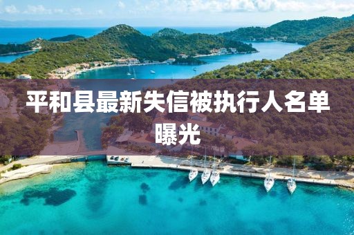 平和县最新失信被执行人名单曝光