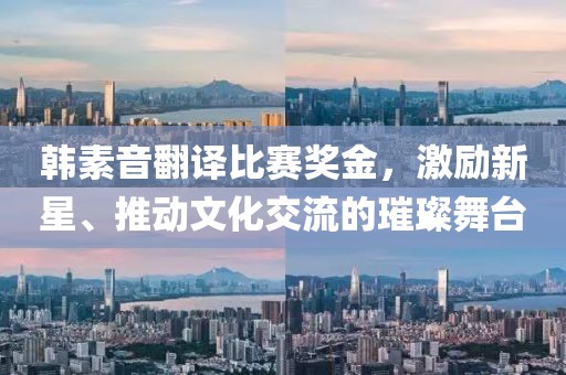 韩素音翻译比赛奖金，激励新星、推动文化交流的璀璨舞台