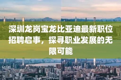 深圳龙岗宝龙比亚迪最新职位招聘启事，探寻职业发展的无限可能