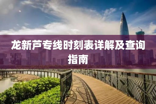 龙新芦专线时刻表详解及查询指南