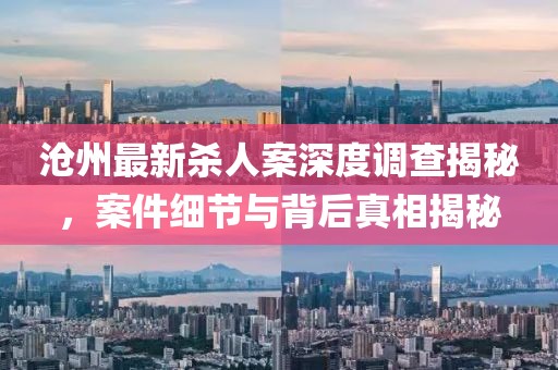 沧州最新杀人案深度调查揭秘，案件细节与背后真相揭秘