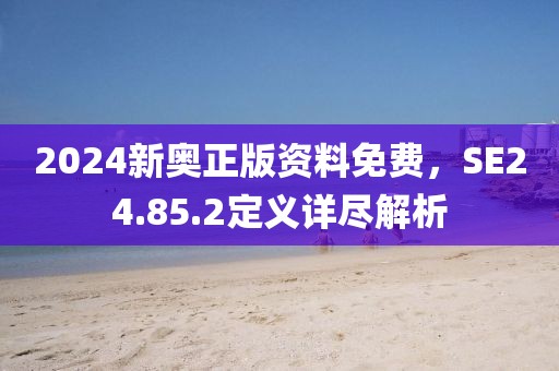 2024新奥正版资料免费，SE24.85.2定义详尽解析