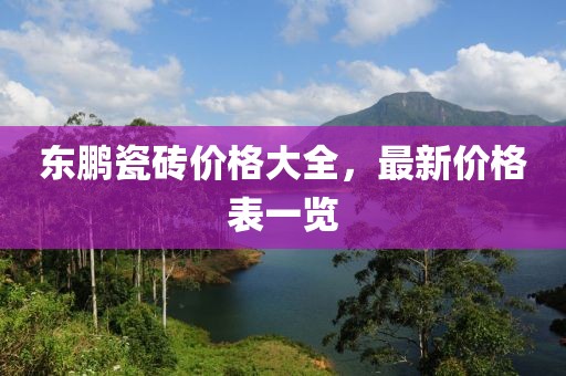 东鹏瓷砖价格大全，最新价格表一览