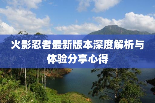 火影忍者最新版本深度解析与体验分享心得