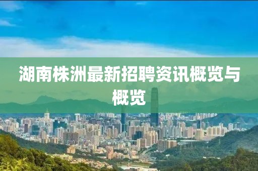 湖南株洲最新招聘资讯概览与概览