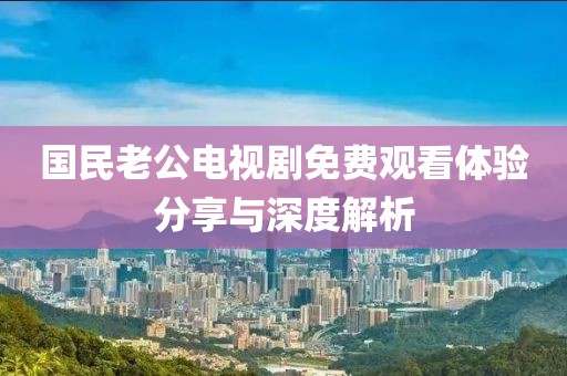 国民老公电视剧免费观看体验分享与深度解析