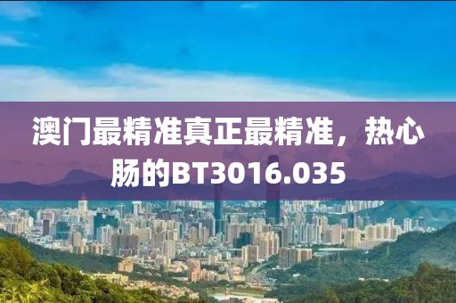 澳门最精准真正最精准，热心肠的BT3016.035