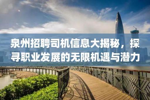 泉州招聘司机信息大揭秘，探寻职业发展的无限机遇与潜力