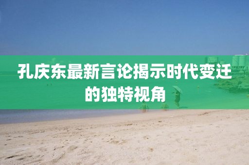 孔庆东最新言论揭示时代变迁的独特视角