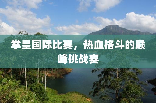拳皇国际比赛，热血格斗的巅峰挑战赛