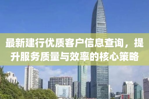 最新建行优质客户信息查询，提升服务质量与效率的核心策略